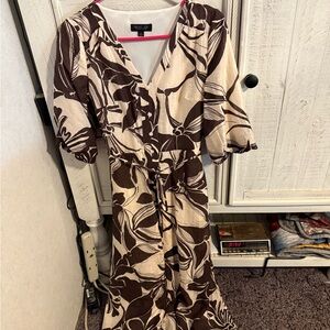 Rachel Zoe Maxi Dress in Brown and Cream Floral